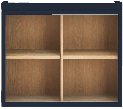 Chawton 71.5 Top Cabinet with 90cm Cornice - Open - Ink - Missing One Shelf