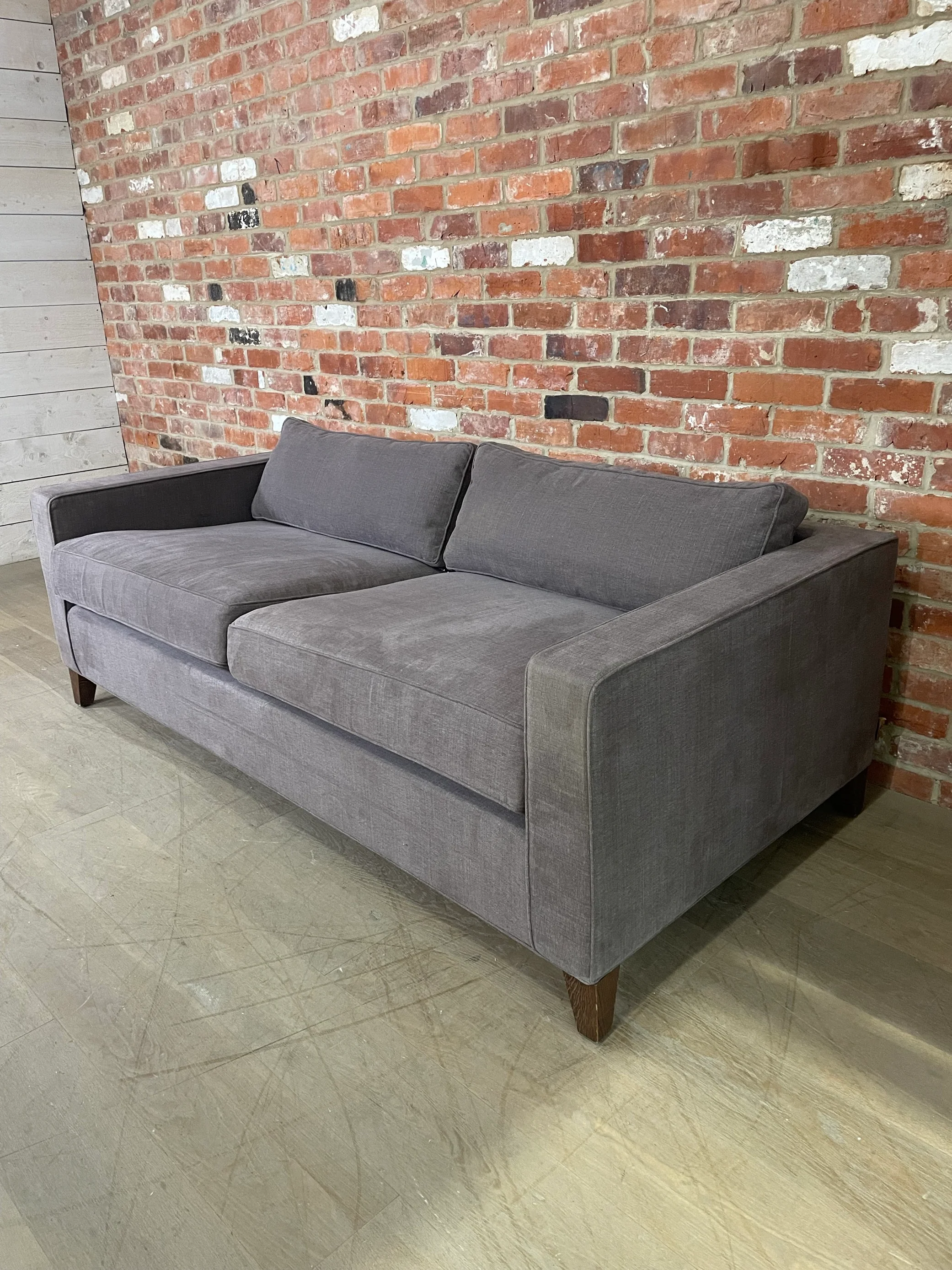 Shoreditch 3 Seater Sofa - Linara Dark Fig - Darkened Oak - Image 4