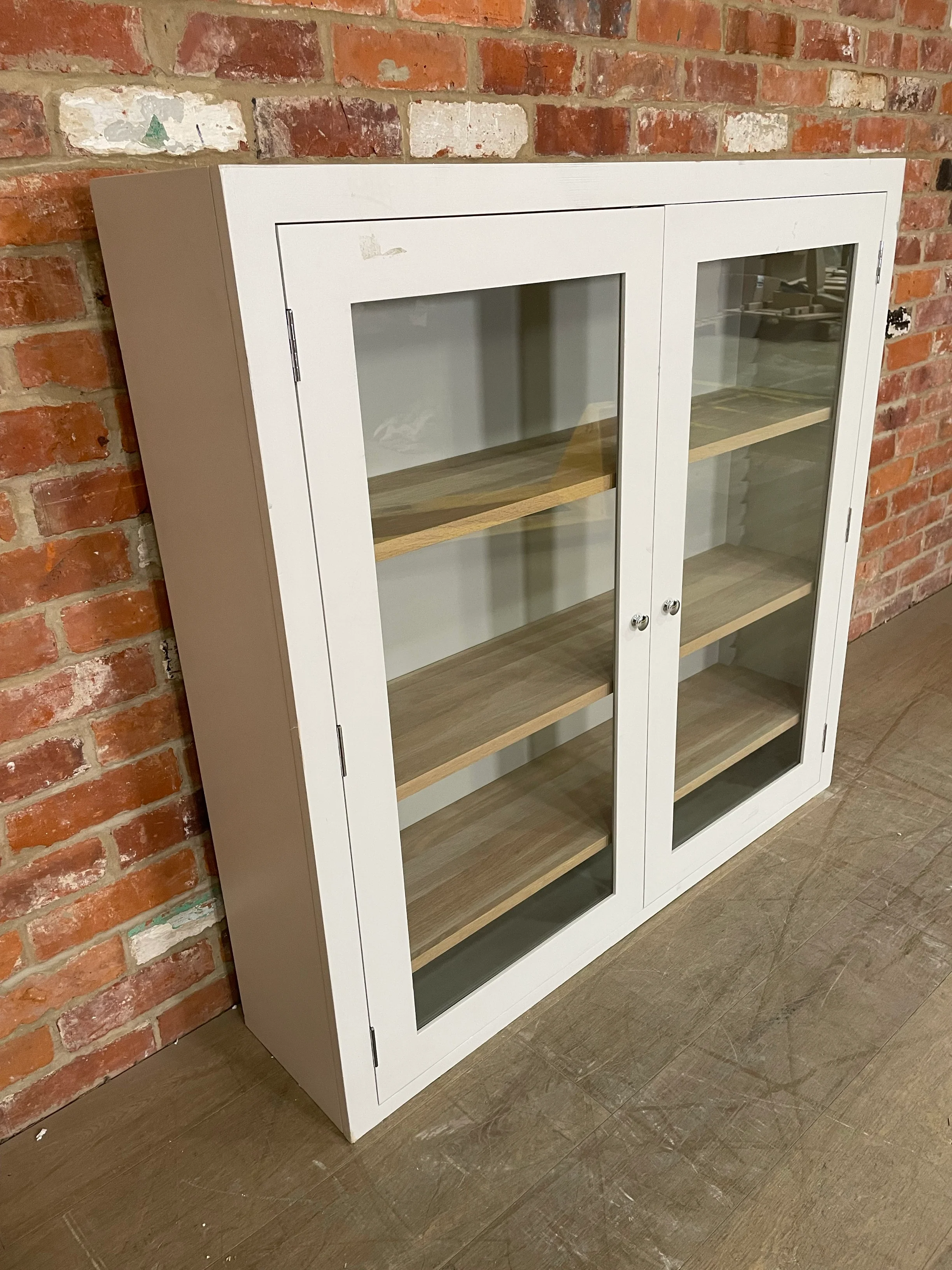 Suffolk 4ft Contemporary Glazed Dresser Top - Silver Birch- No Cornice - Image 3
