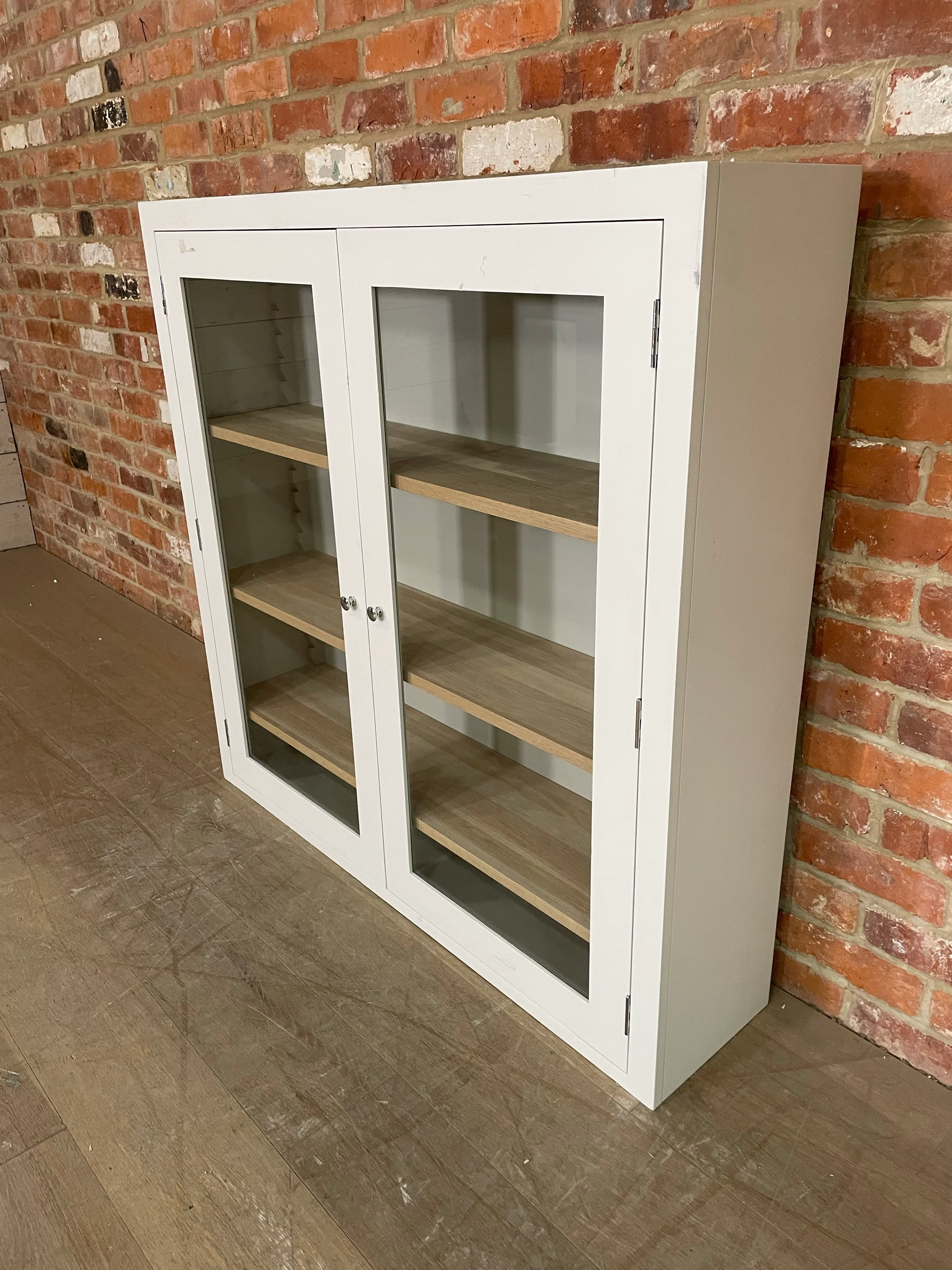 Suffolk 4ft Contemporary Glazed Dresser Top - Silver Birch- No Cornice - Image 4